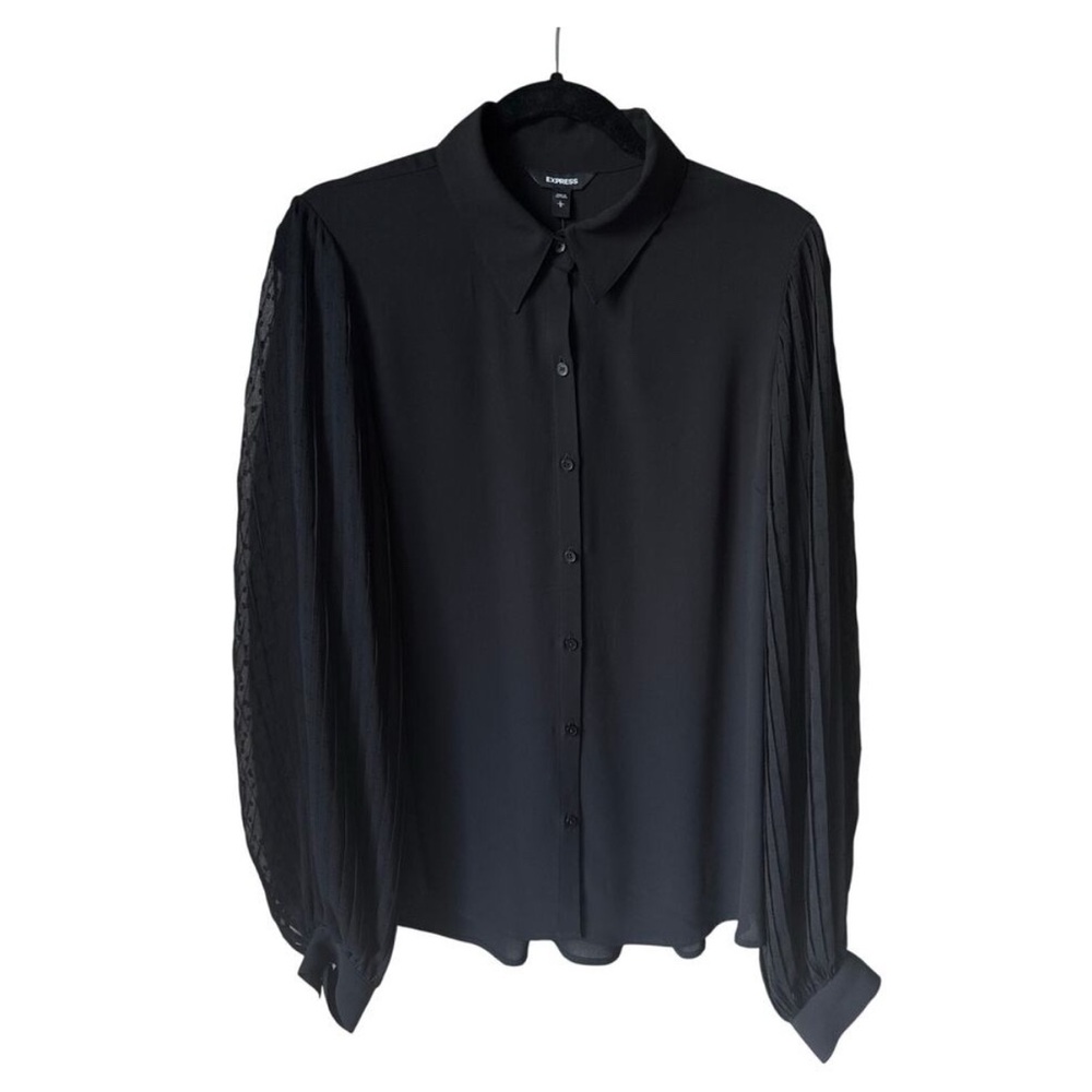 Express Black Blouse with Sheer Sleeves